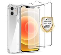 Evetane Coque Apple iPhone 12 mini Antichoc Silicone + 2 Vitres en verre trempé