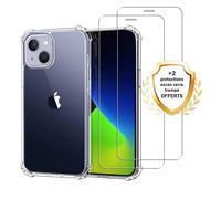 Evetane Coque Apple iPhone 13 Antichoc Silicone bords renforcés + 2 Vitres en verre trempé Protection écran