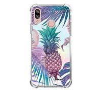 Evetane Coque Compatible avec Huawei P20 Lite Silicone Coins antichocs Solide Protection complète Resistant Transparente Ananas Violet Motif Ecriture Tendance