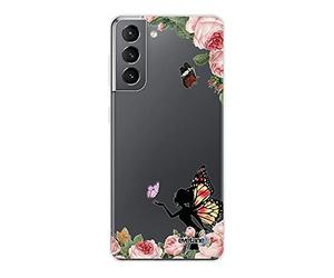 Evetane Coque Compatible avec Samsung Galaxy S21 5G 360 intégrale Coque Avant arrière Resistant Fine Protection Solide Housse Etui Transparente Fée Papillon fleurale Motif Tendance