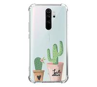 Evetane Coque Compatible avec Xiaomi Redmi Note 8 Pro Silicone Coins antichocs Solide Protection complète Resistant Transparente Cactus Love Motif Ecriture Tendance