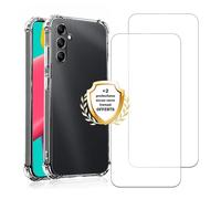 EVETANE Coque Samsung Galaxy A14 Antichoc coins renforcés Silicone + 2 Vitres en verre trempé Protection écran