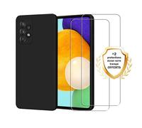 EVETANE Coque compatible Galaxy A52 antichoc Noir + 2 vitres