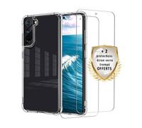 EVETANE Coque Samsung Galaxy S21 5G Antichoc Silicone + 2 Vitres en verre trempé Protection écran