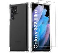 EVETANE Coque compatible Galaxy S22 Ultra 5g antichoc Transparente + 2 vitres