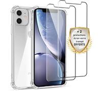EVETANE Coque iPhone 11 Antichoc Silicone + 2 Vitres en verre trempé Protection écran