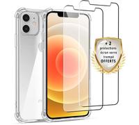 EVETANE Coque compatible Iphone 12 Mini antichoc Transparente + 2 vitres