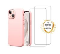 EVETANE Coque compatible Iphone 13 Mini antichoc Rose + 2 vitres