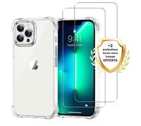 EVETANE Coque compatible Iphone 13 Pro antichoc Transparente + 2 vitres