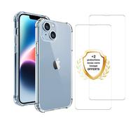 EVETANE Coque compatible Iphone 14 antichoc Transparente + 2 vitres