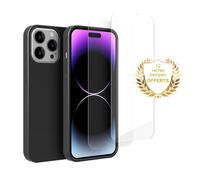 EVETANE Coque compatible Iphone 14 Pro antichoc Noir + 2 vitres