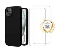 EVETANE Coque compatible Iphone 15 antichoc Noir + 2 vitres