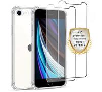 EVETANE Coque iPhone SE 2020 Antichoc Silicone + 2 Vitres en verre trempé Protection écran