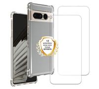 EVETANE Coque Google Pixel 7 Antichoc coins renforcés Silicone + 2 Vitres en verre trempé Protection écran