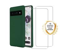 EVETANE Coque Google Pixel 7 Silicone Liquide Vert Foret + 2 Vitres en verre trempé Protection écran