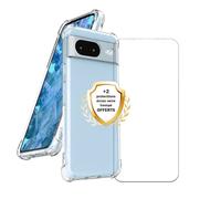 EVETANE Coque Google Pixel 8 Antichoc coins renforces Silicone + 2 Vitres en verre trempe Protection ecran