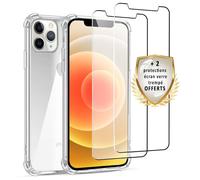 EVETANE Coque iPhone 12/12 Pro Antichoc Silicone + 2 Vitres en verre trempé