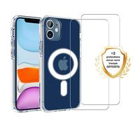 EVETANE Coque iPhone 12 Mini Transparente Compatible Magsafe + 2 Vitres Protection Ecran