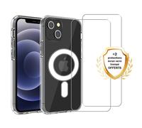EVETANE Coque iPhone 13 Transparente Compatible Magsafe + 2 Vitres Protection Ecran