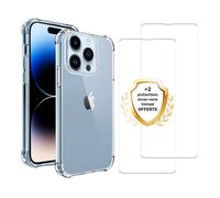 EVETANE Coque iPhone 14 Pro Antichoc Silicone bords renforcés + 2 Vitres en verre trempé Protection écran