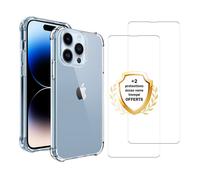 EVETANE Coque iPhone 14 Pro Max Antichoc Silicone bords renforcés + 2 Vitres en verre trempé Protection écran