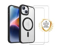 EVETANE Coque Anti-choc Magsafe compatible Iphone 14 Noir + 2 vitres