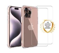 EVETANE Coque iPhone 16 Pro Antichoc Silicone + 2 Vitres en verre trempe Protection ecran