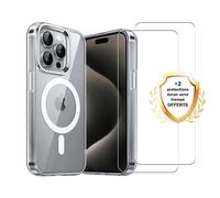 Coque Iphone 16 Pro Max Transparente Compatible Magsafe + 2 Vitres Protection Ecran Evetane