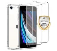 EVETANE Coque iPhone SE 2020 Antichoc Silicone + 2 Vitres en verre trempé Protection écran