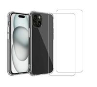 EVETANE Coque iPhone 15 Antichoc Silicone bords renforcés + 2 Vitres en verre trempé Protection écran