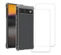 EVETANE Coque Google Pixel 6A Antichoc coins renforcés Silicone + 2 Vitres en verre trempé Protection écran