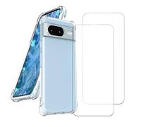 EVETANE Coque Google Pixel 8 Antichoc coins renforces Silicone + 2 Vitres en verre trempe Protection ecran