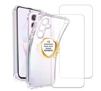 EVETANE Coque Samsung Galaxy A55 Antichoc coins renforces Silicone + 2 Vitres en verre trempe Protection ecran