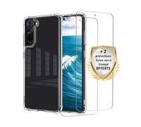 EVETANE Coque Samsung Galaxy S21 5G Antichoc Silicone + 2 Vitres en verre trempé Protection écran