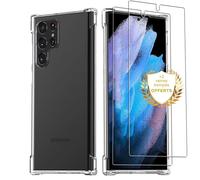 EVETANE Coque Samsung Galaxy S23 Ultra Antichoc Silicone + 2 Vitres en verre trempé Protection écran