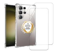 EVETANE Coque Samsung Galaxy S24 Ultra Antichoc coins renforcés Silicone + 2 Vitres en verre trempé Protection écran