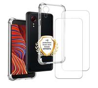 EVETANE Coque Samsung Galaxy Xcover 5 Antichoc coins renforces Silicone + 2 Vitres en verre trempe Protection ecran