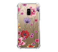 Evetane - Coque Silicone Compatible avec Samsung Galaxy A8 2018 - Protection Souple et Renforcée - Coins Antichocs - Fine et Transparente - Coque Arrière - Fleurs Multicolores