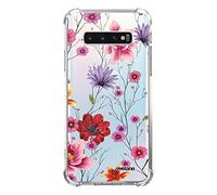 Evetane - Coque Silicone Compatible avec Samsung Galaxy S10 Plus - Protection Souple et Renforcée - Coins Antichocs - Fine et Transparente - Coque Arrière - Fleurs Multicolores