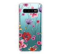 Evetane - Coque Silicone Compatible avec Samsung Galaxy S10 - Protection Intégrale 360, Fine et Transparente - Coque Avant & Arrière - Haute Résistance - Fleurs Multicolores