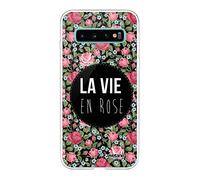 Evetane - Coque Silicone Compatible avec Samsung Galaxy S10 - Protection Intégrale 360, Fine et Transparente - Coque Avant & Arrière - Haute Résistance - La Vie en Rose
