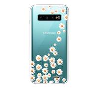 Evetane - Coque Silicone Compatible avec Samsung Galaxy S10 - Protection Intégrale 360, Fine et Transparente - Coque Avant & Arrière - Haute Résistance - Marguerite