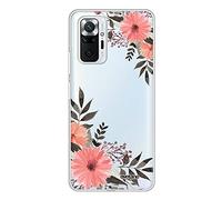 Evetane - Coque Silicone Compatible Xiaomi Redmi Note 10 Pro - Protection Intégrale 360, Fine et Transparente - Coque Avant & Arrière - Haute Résistance - Fleurs Roses