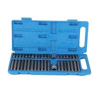 Evetounmn Ensemble de 40 embouts à douille hexagonale à spline en étoile, kit d’outils manuels à entraînement carré de 1/2 po et 3/8 po, avec boîte à outils bleue pour la réparation