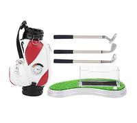Evetounmn Porte-Stylo en Forme de Sac de Golf avec Horloge et étui à Cartes - Mini décoration de Bureau pour Les passionnés de Golf, Comprenant 3 stylos de Golf et Une Base en Forme de Green