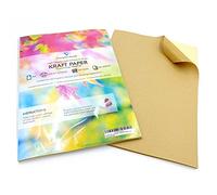 EVG 50 Feuilles A4 Kraft Matte Auto-Adhésif Etiquettes d'adresse papier adhesif imprimable au jet d'encre et au laser papier kraft pour enseignes, impression de textes et d'images