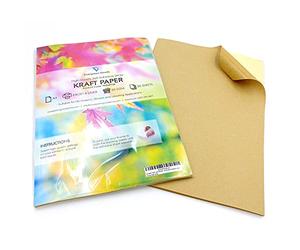 EVG 50 Feuilles A4 Kraft Matte Auto-Adhésif Etiquettes d'adresse papier adhesif imprimable au jet d'encre et au laser papier kraft pour enseignes, impression de textes et d'images