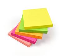 EVG 500 Feuilles De Notes Autocollantes Détachables 76 X 76 mm, 5 Blocs De Couleurs Vives | 5 Blocs De 100 Bloc Note Emballées Individuellement | Idéal Pour Le Bureau Et L'école