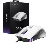 EVGA Souris de jeu X12, 8K, filaire, blanche, personnalisable, double capteur, 16 000 DPI, 5 profils, 8 boutons, poids léger ambidextre, RVB, 905-W1-12WH-KR