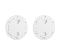 EVGATSAUTO Couvercle de Trappe, 2 Pièces 4 Pouces Plaque de Pont ABS Ronde Blanche à Visser Couvercle de Trappe D'inspection de Bateau